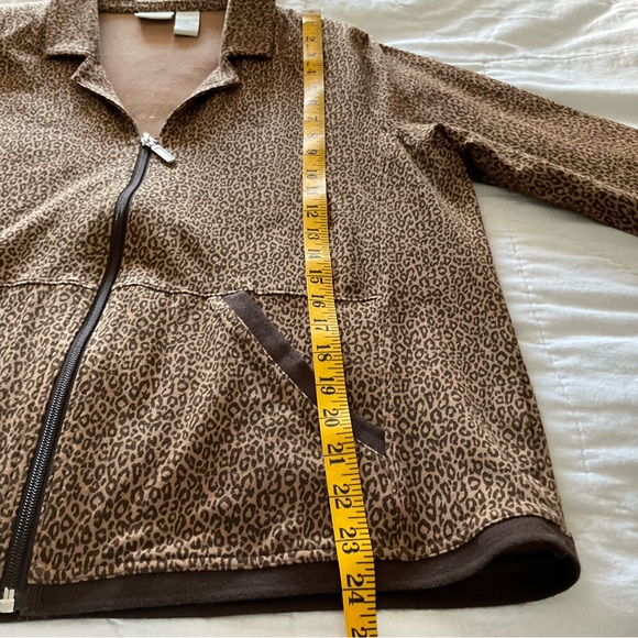 KIM ROGERS, ANIMAL PRINT LEOPARD JACKET WITH FRONT ZIPPER, SIZE: XL - Picture 8 of 11